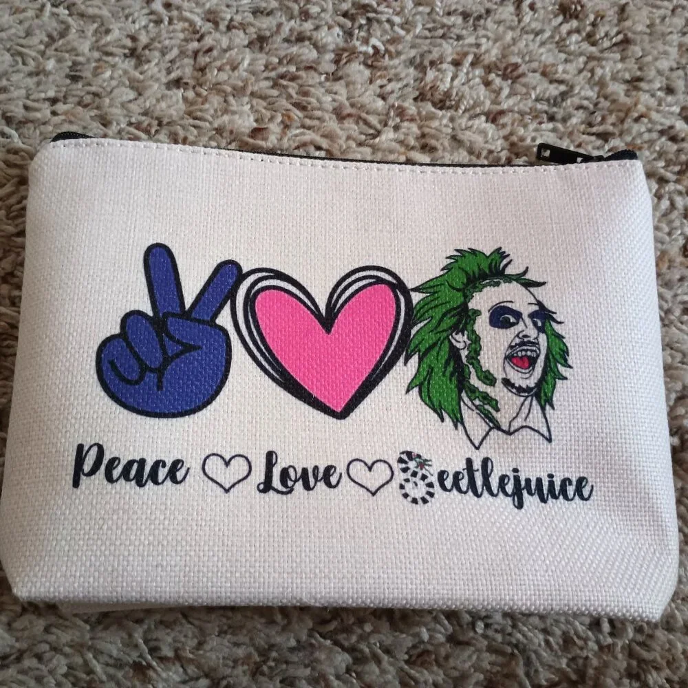 NEW Beetlejuice canvas zip pouch or pencil case